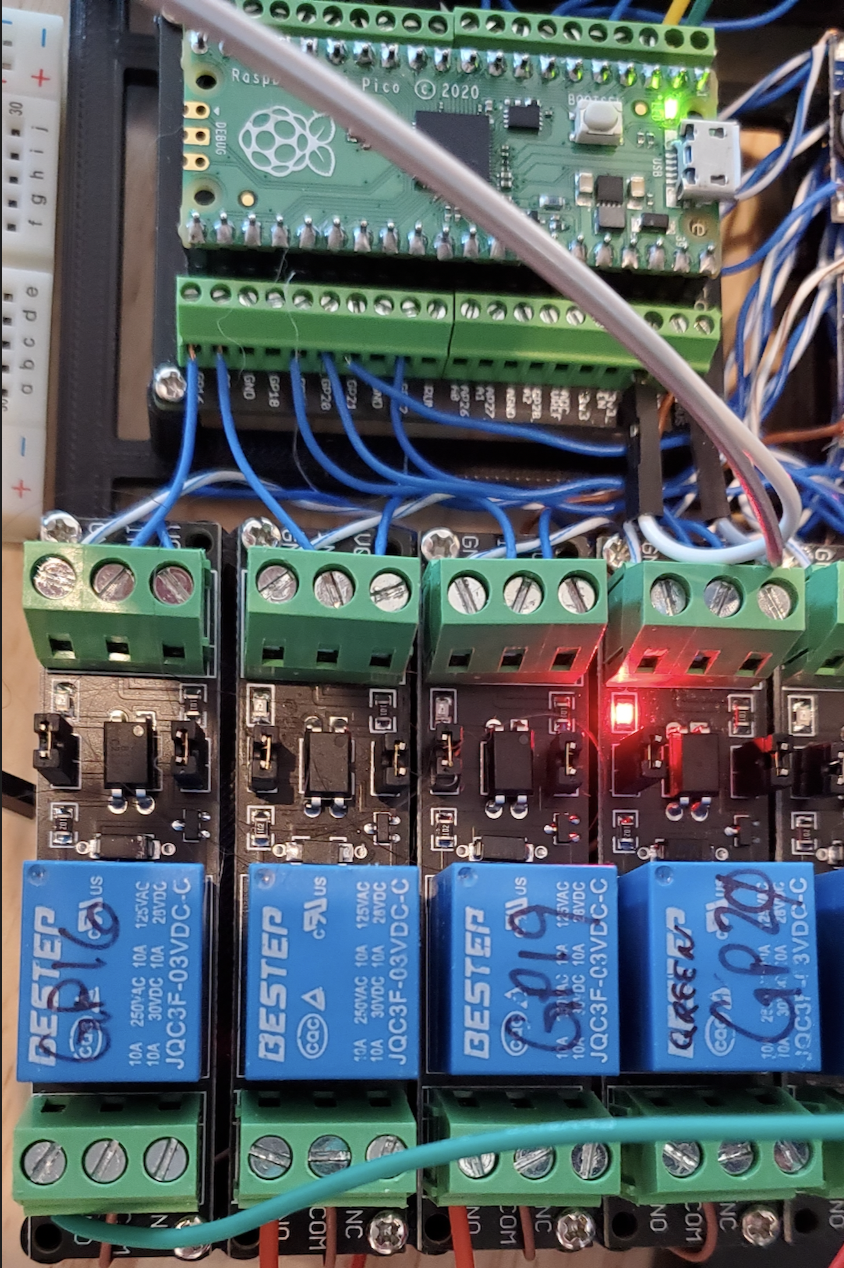 Relay switches being tested, look at those wires!